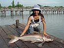 Girl With Striped Catfish.