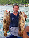 Dave with 2 x Malabar Grouper.